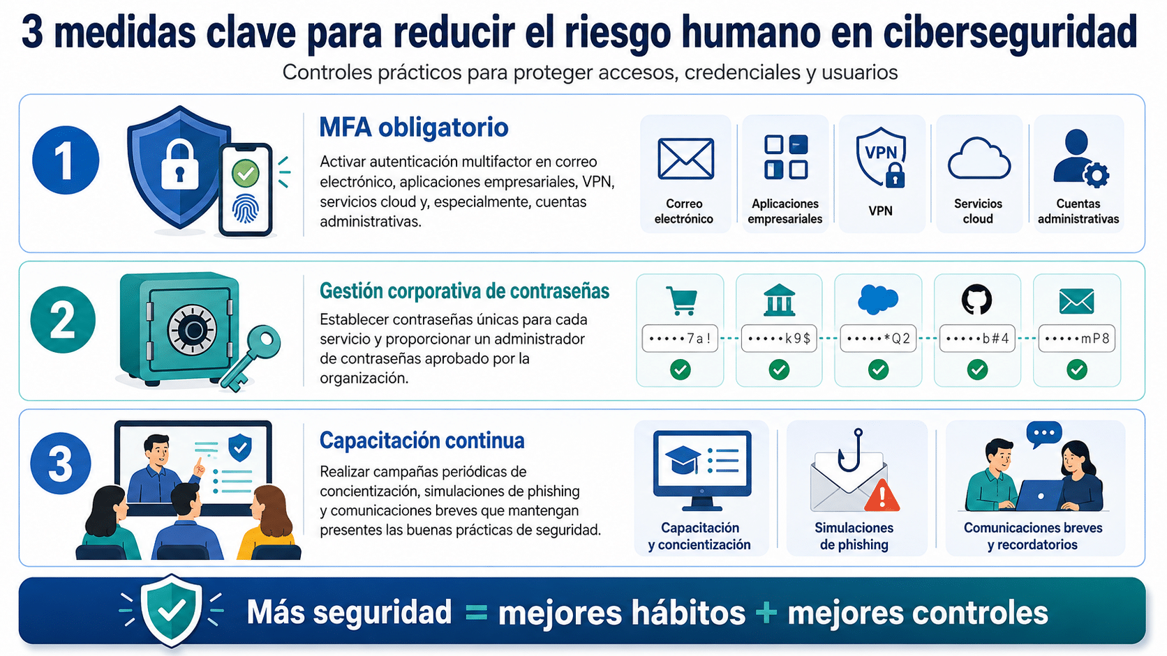 tres medidas clave para reducir el riesgo humano